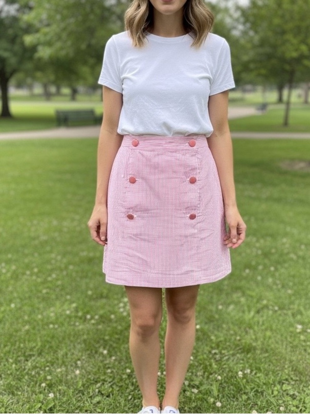 Vineyard Vines Women's 100% Cotton Seersucker Skirt Pink/White Size 6